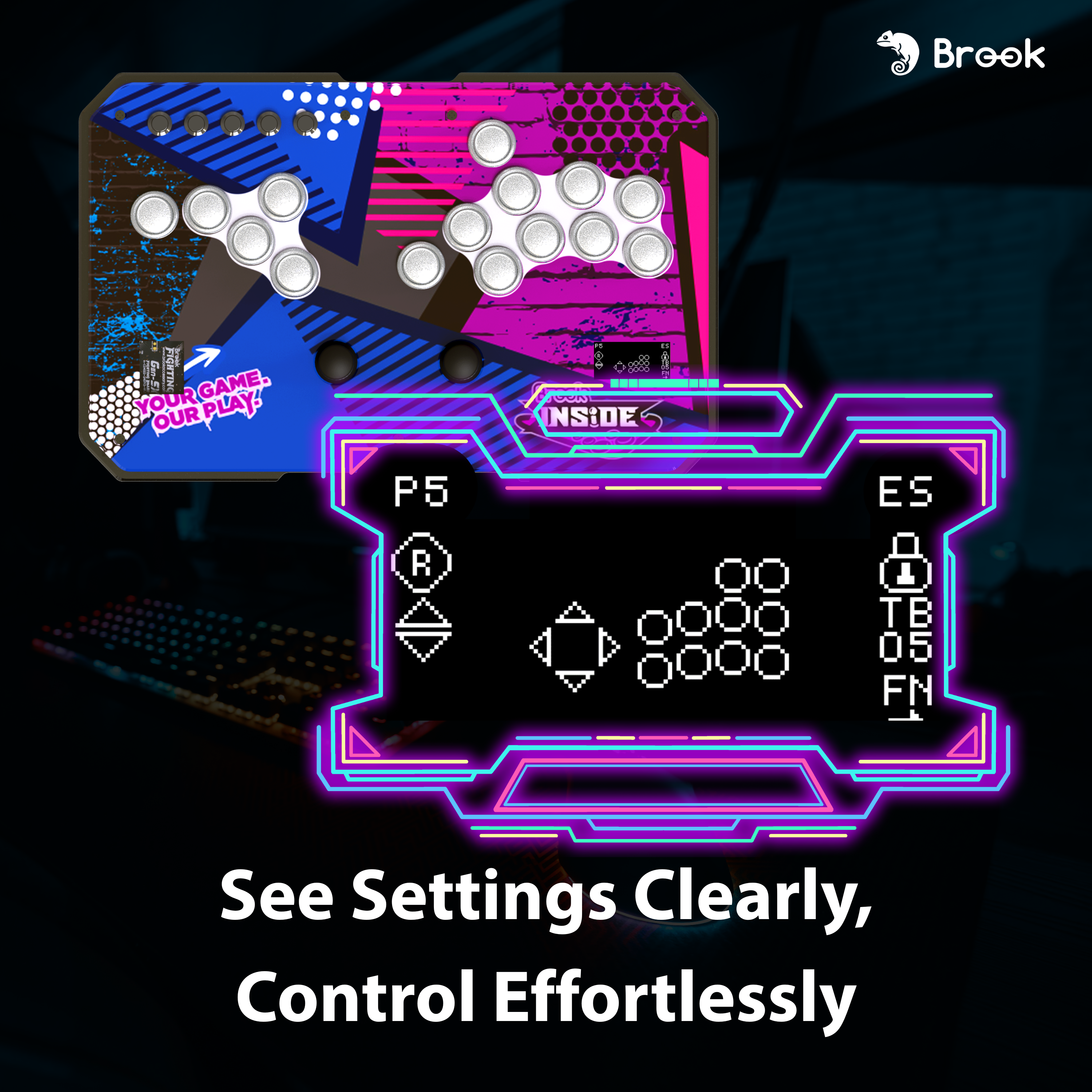 Brook Gen5W Fighting Board – Kabellose Controller-Platine Für P5, PC & Steam Deck, Ultra-Low-Latency, RGB, OLED-Display, Makro-Funktion Brook Gen5W Fighting Board – Kabellose Controller-Platine Für P5, PC & Steam Deck, Ultra-Low-Latency, RGB, OLED-Display, Makro-Funktion