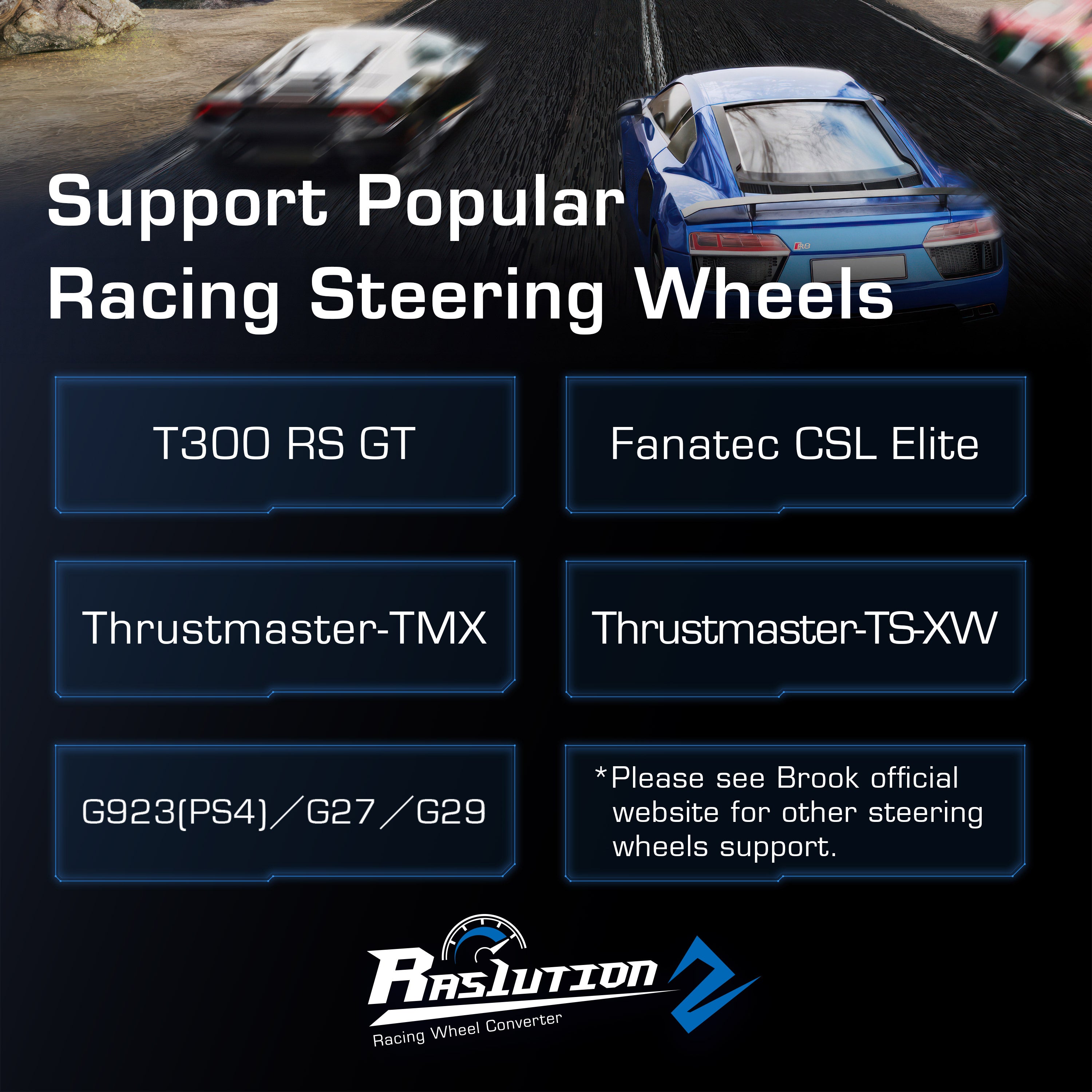 Brook Ras1ution2-Racing Wheel Converter for PS5 Racing Games