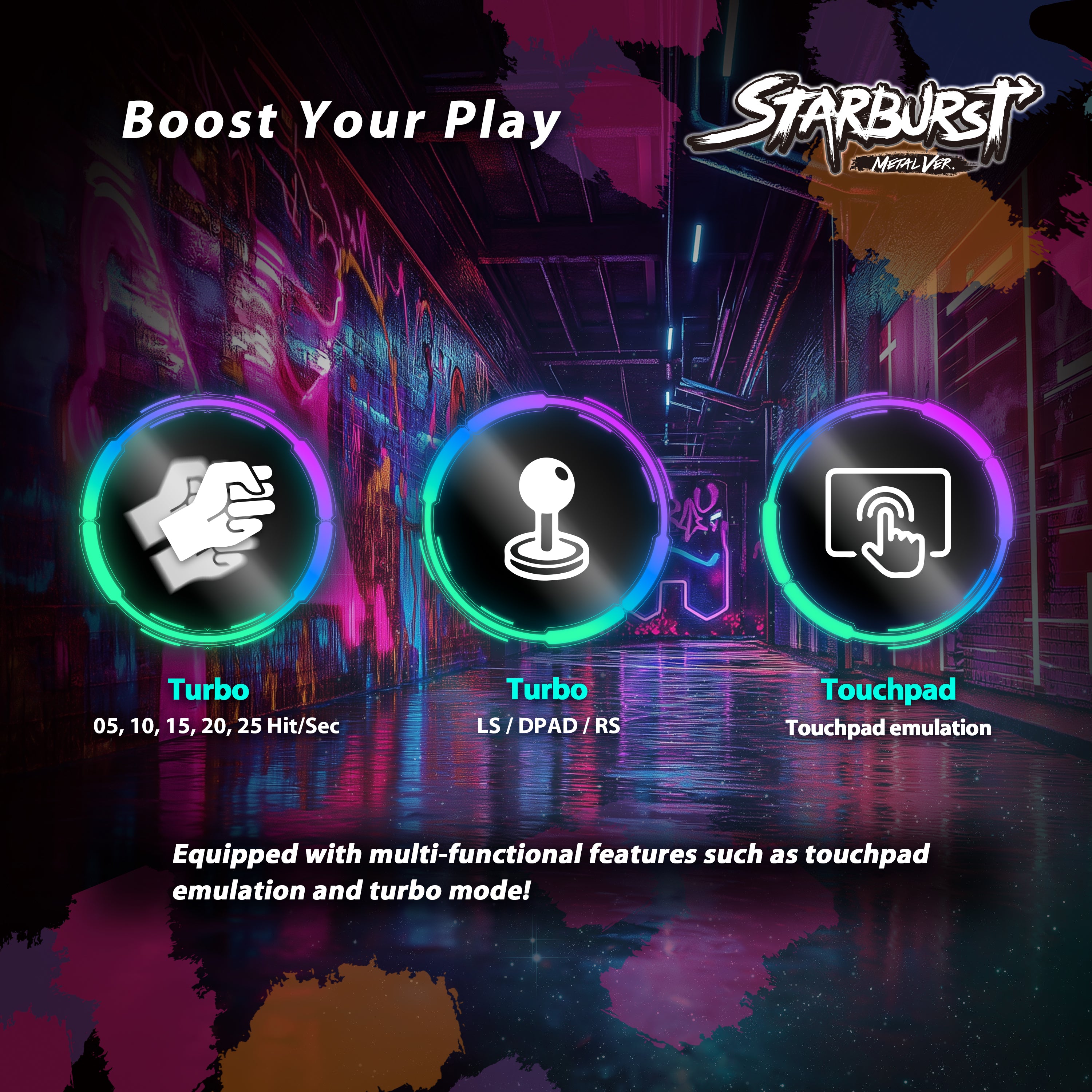 Brook Fighter Starburst All-Button Arcade Controller (Metal Version)