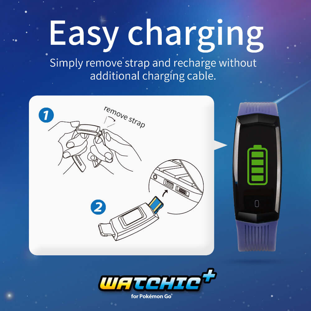 Brook Auto Catch Watchic Plus remove strap and recharge without additional charging cable